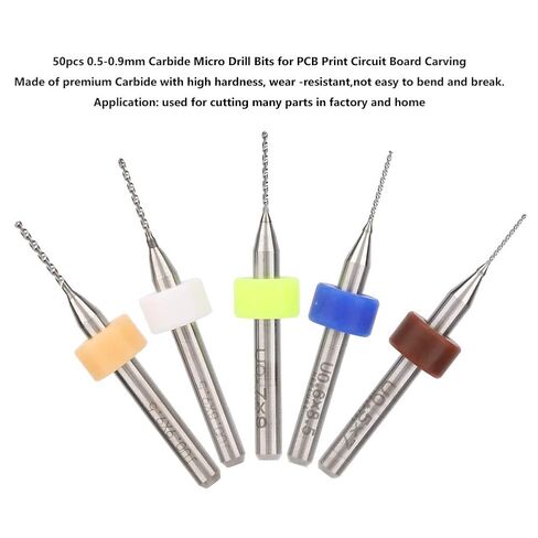 50 قطعة لقمة ثقب صغيرة من الكربيد 0.5 إلى 0.9 مللي متر لنحت لوحة دوائر الطباعة PCB ، صلابة عالية للإلكترونيات in Kuwait