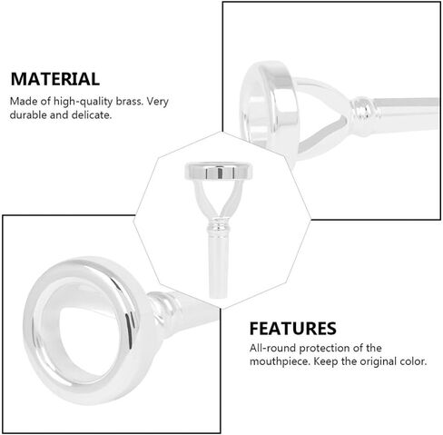 Beaupretty Silver Plated Tuba Mouthpiece Accessory for Brass Instruments Lip Exerciser Trainer for Wind Instrument Practice Tuba Part Compatible with Models in Kuwait