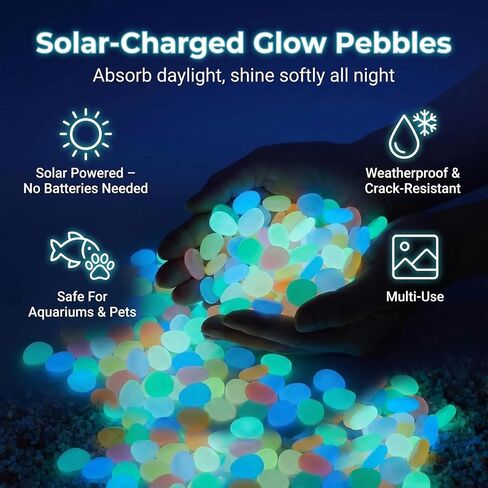 2026 New Colorful Glow-in-the-Dark Garden Stones, Rainbow Luminous Pebbles Night Guide Glowing Rocks for Outdoor Walkway Patio Lawn Yard Landscaping, Fish Tank Aquarium Decorations (Colorful,400pcs) in Kuwait