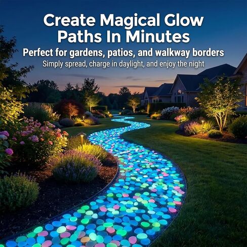 2026 New Colorful Glow-in-the-Dark Garden Stones, Rainbow Luminous Pebbles Night Guide Glowing Rocks for Outdoor Walkway Patio Lawn Yard Landscaping, Fish Tank Aquarium Decorations (Colorful,400pcs) in Kuwait