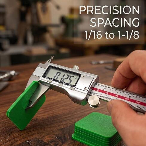 Magnetic Precision Shims for Woodworking — Table Saw, Router & Drill Press Setup Tool, 1/16" to 1-1/8" Spacing Increments, High-Visibility Green, 2 Metal + 8 Dual-Magnet Shims in Kuwait