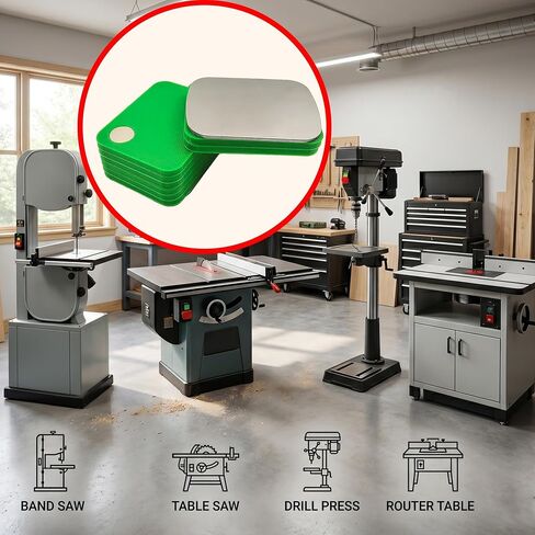 Magnetic Precision Shims for Woodworking — Table Saw, Router & Drill Press Setup Tool, 1/16" to 1-1/8" Spacing Increments, High-Visibility Green, 2 Metal + 8 Dual-Magnet Shims in Kuwait