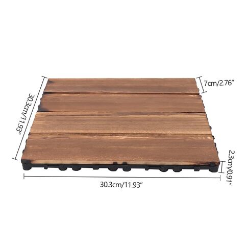 Interlocking Flooring Tiles 36 Pack 12x12 for Patio Deck Balcony Outdoor Indoor DIY Wood Tile Carbonized Brown in Kuwait