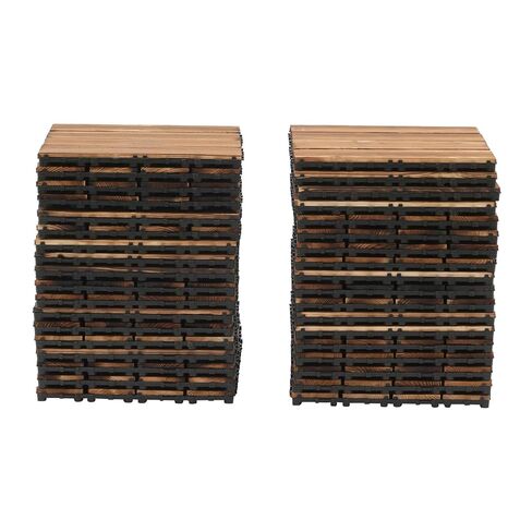 Interlocking Flooring Tiles 36 Pack 12x12 for Patio Deck Balcony Outdoor Indoor DIY Wood Tile Carbonized Brown in Kuwait