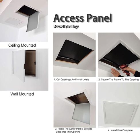 لوحة الوصول مقاس 12 × 24 بوصة من سبائك الألومنيوم الرمادية، دفع باب الوصول المجوف لفتح مزلاج مغناطيسي، فتحة فحص جدار السقف الجاف لاستخدام السباكة الكهربائية والتهوية وتكييف الهواء (HVAC) in Kuwait
