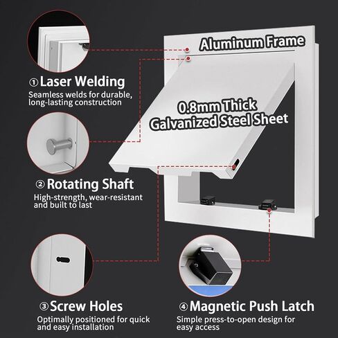 17x22 inch Access Panel, Magnetic Push-to-Open Latch, Gray Decorative Inspection Hatch Cover for Drywall, Wall and Ceiling, Perfect for Residential Plumbing and Electrical Maintenance in Kuwait