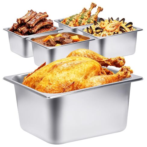 Stainless Steel Hotel Pans 5 Pack, 1/2 Size 6 Inch Deep Steam Table Pan in Kuwait