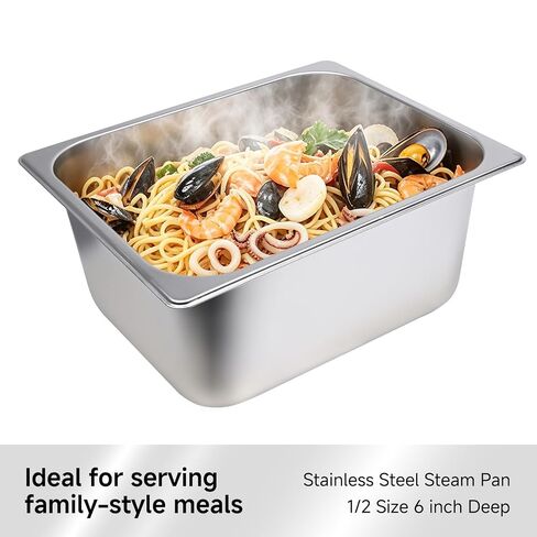 Stainless Steel Hotel Pans 5 Pack, 1/2 Size 6 Inch Deep Steam Table Pan in Kuwait