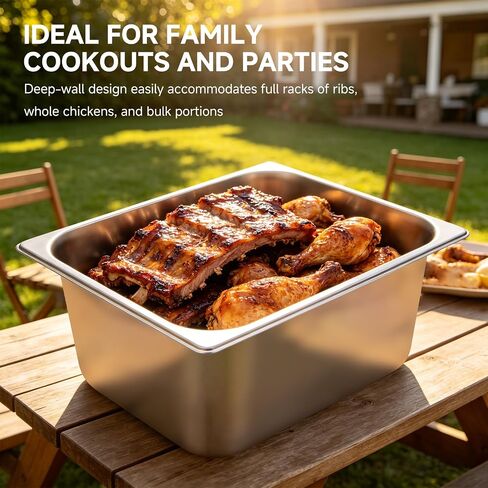 Stainless Steel Hotel Pans 5 Pack, 1/2 Size 6 Inch Deep Steam Table Pan in Kuwait