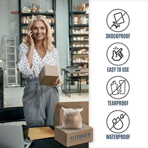 أكياس فقاعات ذاتية الغلق من ALTERNIUM - أكياس فقاعات للتغليف، حشو التغليف للحركة - غلاف مبطن للعناصر الهشة، مجموعة أدوات تعبئة الأطباق ومستلزمات الشحن للشركات الصغيرة - 7.5 × 7.5 بوصة، 100 قطعة in Kuwait