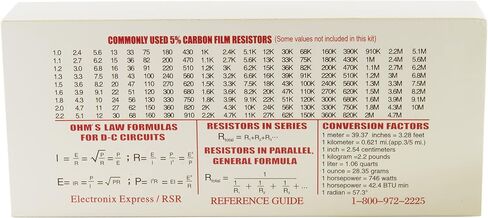 EX ELECTRONIX EXPRESS 365 Piece 1/4 Watt Resistor Kit with Color Guide and Reference Guide on Cardboard Storage Box - Wide Variety of Values in Kuwait