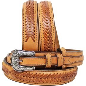 CHALLENGER 34 Western 1-1/2" Wide Ranger Arrow Laced Full-Grain Tan Leather Belt 26RS14R in Kuwait