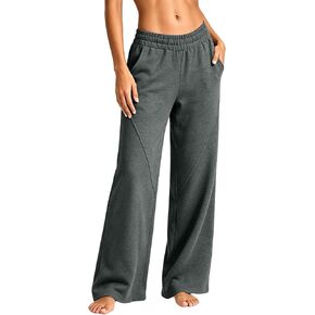 Straight Leg Sweatpants Women Elastic Waist Soft Casual Pants with Pockets in Kuwait
