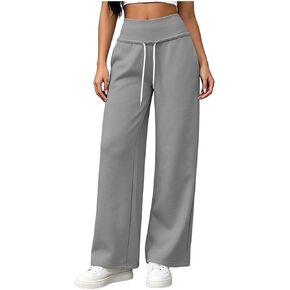 High Waist Sweatpants Women Drawstring Elastic Waist Straight Leg Pants in Kuwait