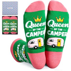 Camping Socks for Women - Camping Gifts for Women, Camping Essentials for Women, Queen of The Camper Socks, Funny Camper Gifts for Women, Hiking Gifts for Women Socks, Festival Hiking Essentials in Saudi Arabia
