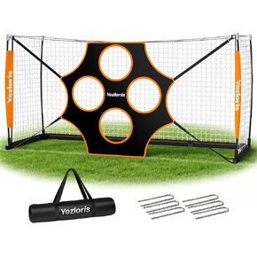 12x6 FT Soccer Goal with Precision Target, Soccer Goal for Backyard & Outdoor Training, Heavy-Duty 30mm Frame, Anti-Tear Netting, Foldable Base, Carry Bag Included in Saudi Arabia