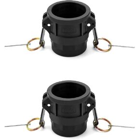 QWORK 2 Pack 2" Type D Cam & Groove Fitting, 2" Female Coupler x 2" NPT Female Thread, Polypropylene Camlock Coupler Adapter, Black for Hose & Pipe Connections in Kuwait