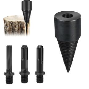 Wood Splitter Drill Bits 32mm + 3 Handles Firewood Log Splitter | 32mm carbon steel cone drill bit, firewood log splitter, detachable hex shank handles, heavy duty wood splitting tool in Saudi Arabia