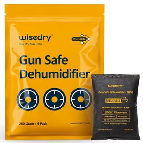 Wisedry 200 جرام × 4 عبوات مزيل رطوبة آمن للبندقية، ممتص رطوبة قابل لإعادة الاستخدام لخزائن الأسلحة، جل سيليكا مجفف آمن للبندقية قابل لإعادة الشحن in Kuwait