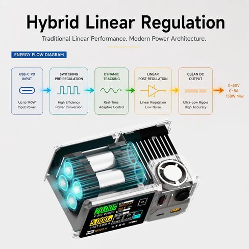 ISDT MP305B Portable Bench DC Power Supply Linear Regulated, Ultra Small 150W Power Station Variable Adjustable with Color Touch Screen, Compact Universal Battery Charger in Kuwait