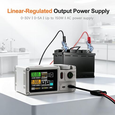 ISDT Portable Bench Power Supply Variable, 30V 5A 150W Linear Regulated Programmable DC Powersupply with Built-in Battery, Touchscreen, USB-C PD and Universal Battery Charge MP305B in Kuwait