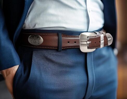 NCAA Auburn Tigers Full Grain Leather Braided Concho Belt in Kuwait