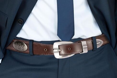 NCAA Auburn Tigers Full Grain Leather Braided Concho Belt in Kuwait