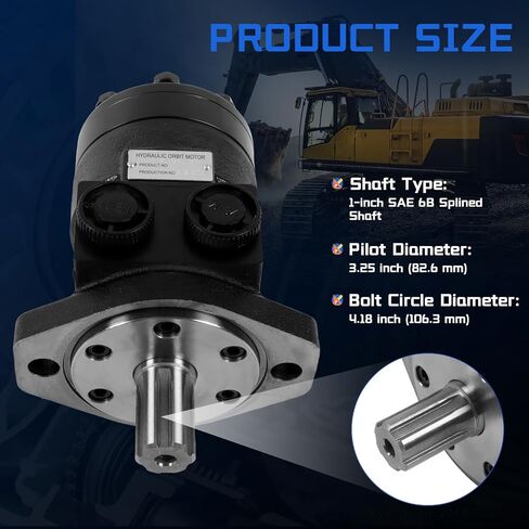 101-1083-009 Hydraulic Motor Replacement for Char-Lynn H Series, 2-Bolt SAE-A Mount SAE 6B Splined Shaft SAE O-Ring Ports, Low Speed High Torque for Construction Agricultural Machinery in Kuwait