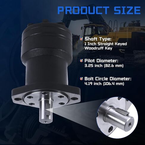 101-1026-009 Hydraulic Motor Replacement for Char-Lynn Eaton H Series, 4.5 cu in/rev Displacement, 1 Inch Straight Shaft 2-Bolt SAE-A Mount 760 RPM 1800 PSI in Kuwait