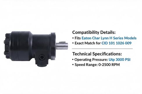 101-1026-009 Hydraulic Motor Replacement for Char-Lynn Eaton H Series, 4.5 cu in/rev Displacement, 1 Inch Straight Shaft 2-Bolt SAE-A Mount 760 RPM 1800 PSI in Kuwait