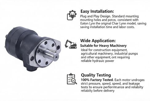 101-1026-009 Hydraulic Motor Replacement for Char-Lynn Eaton H Series, 4.5 cu in/rev Displacement, 1 Inch Straight Shaft 2-Bolt SAE-A Mount 760 RPM 1800 PSI in Kuwait