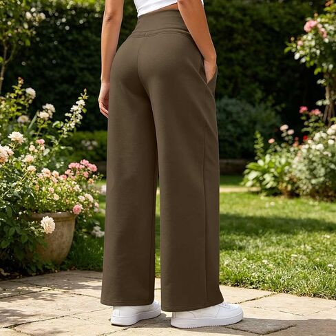 High Waist Sweatpants Women Drawstring Elastic Waist Straight Leg Pants in Kuwait