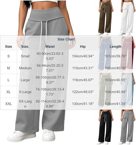 High Waist Sweatpants Women Drawstring Elastic Waist Straight Leg Pants in Kuwait
