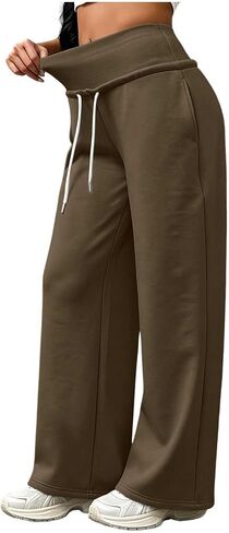 High Waist Sweatpants Women Drawstring Elastic Waist Straight Leg Pants in Kuwait