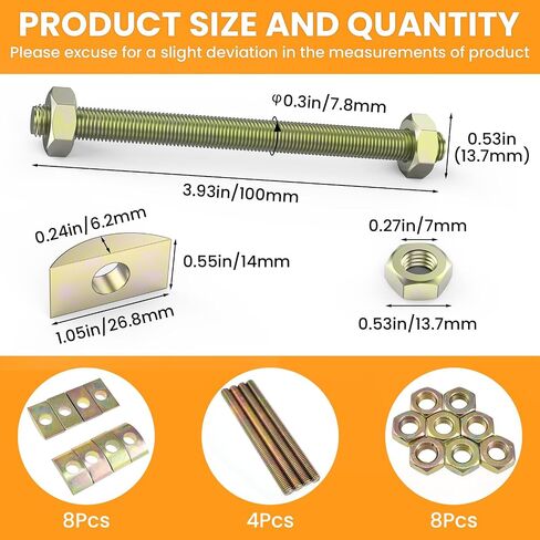 4 مجموعات من مسامير توصيل كونترتوب M8x100mm، مجموعات تثبيت الأثاث، موصلات وصلة سحب مع فواصل نصف قمر لكتلة الجزار، إطار السرير، مجموعة خزانة الملابس in Kuwait