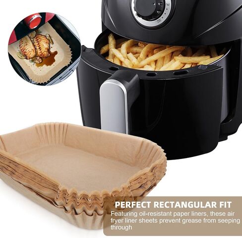200pcs Air Fryer Paper: 9.8x6.9" Disposable Paper liner - Non-Stick Rectangular Basket liner - High-Temp Resistant Air Fryer/Oven Accessories in Kuwait