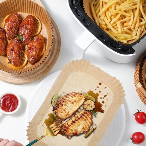200pcs Air Fryer Paper: 9.8x6.9" Disposable Paper liner - Non-Stick Rectangular Basket liner - High-Temp Resistant Air Fryer/Oven Accessories in Kuwait