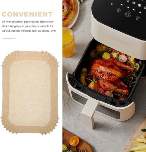 200pcs Air Fryer Paper: 9.8x6.9" Disposable Paper liner - Non-Stick Rectangular Basket liner - High-Temp Resistant Air Fryer/Oven Accessories in Kuwait