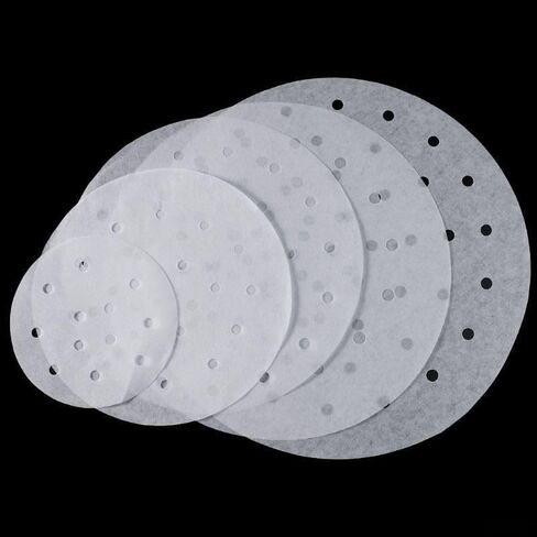 100PCS Round Perforated Steamer Paper Liners for Air Fryer & Steamer, Non-Stick Pulp Food Tray Inserts, Disposable Cooking Parchment Sheets(4 inch) in Kuwait