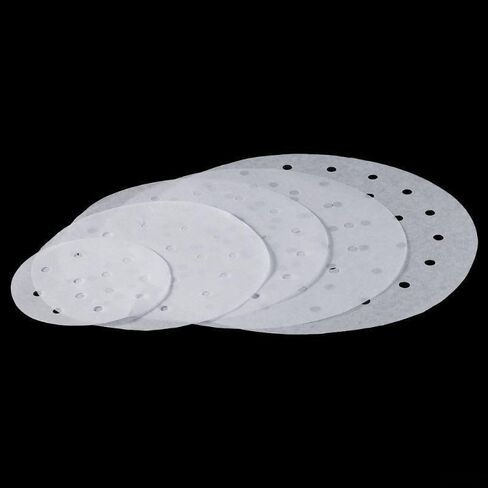 100PCS Round Perforated Steamer Paper Liners for Air Fryer & Steamer, Non-Stick Pulp Food Tray Inserts, Disposable Cooking Parchment Sheets(4 inch) in Kuwait