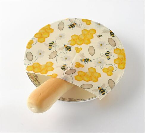 Reusable Beeswax Food Wraps for Fruits, Organic Cotton Beeswax Wrap Set, Zero Waste Eco-Friendly Alternative to Plastic Wrap, BPA-Free, for Fruit, Vegetable, Bowl Cover (3 Pack: S/M/L) in Kuwait