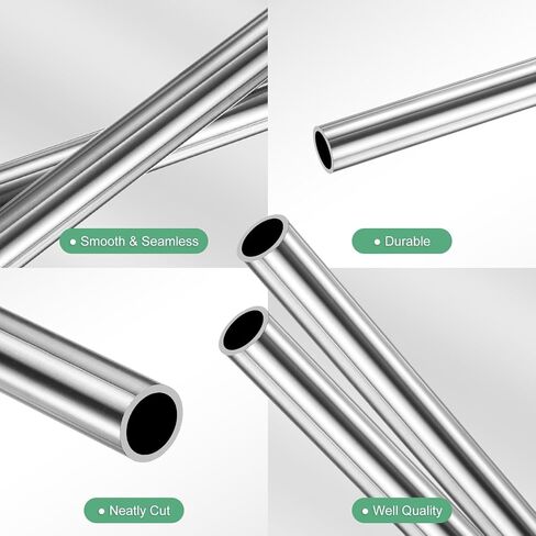 M METERXITY 2-Pack 200mm 304 أنبوب من الفولاذ المقاوم للصدأ، 10 مم OD 1 مم سمك الجدار أنابيب من الفولاذ المقاوم للصدأ غير الملحومة للبناء/التصنيع/الصياغة اليدوية، أنبوب معدني مستقيم [0.39x0.04x7.9IN] in Kuwait