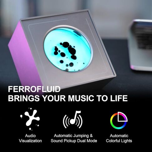 Ferrofluid Speaker Sound Visualizer, Built-in RGB Lighting, Ferrofluid Rhythm Music Lamp,Desktop Creative Gifts for Table, Bedroom, Office, Study (Gray) in Kuwait