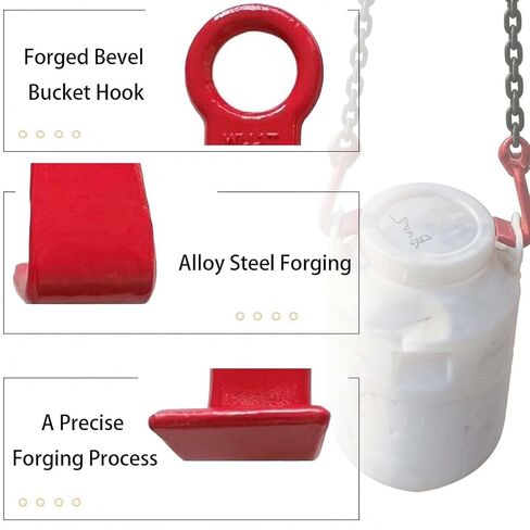 2 Pack Forged Bevel Bucket Hook - Lifting Ring Eye Steel Plate Shovel/J/Container/Pipe Pile Hook for Rigging & Heavy - Duty Handling (1T/2205LB) in Kuwait