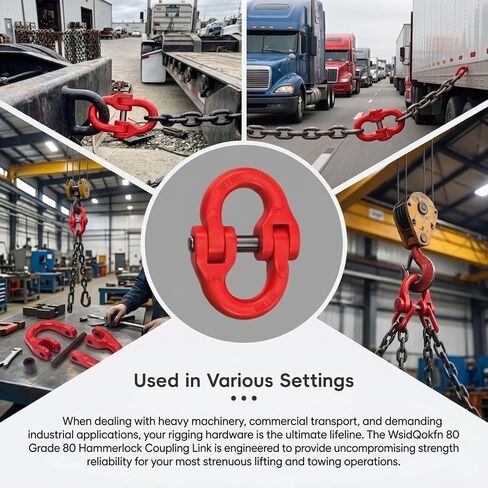 Grade 80 Alloy Steel Hammerlock Coupling Link, Chain Connector, Tow Hitch Hammerlock Coupling Link for Heavy Super Duty Truck Chain Hitch, Red (31.5T) in Kuwait