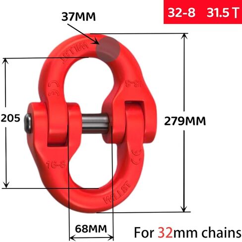 Grade 80 Alloy Steel Hammerlock Coupling Link, Chain Connector, Tow Hitch Hammerlock Coupling Link for Heavy Super Duty Truck Chain Hitch, Red (31.5T) in Kuwait