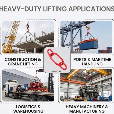 Oblong Master Link Assembly, Heavy Duty Red Chain Sling Ring for Lifting & Rigging, Drop Forged Steel Towing Crane Hoist Accessory for Construction and Manufacturing (11T) in Kuwait
