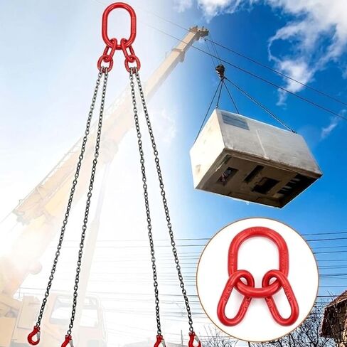 Oblong Master Link Assembly, Heavy Duty Red Chain Sling Ring for Lifting & Rigging, Drop Forged Steel Towing Crane Hoist Accessory for Construction and Manufacturing (11T) in Kuwait