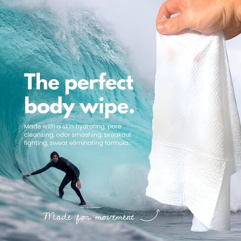 Shower Sheet Body Wipes, Individually Wrapped, Extra Large 12"x12", Pack of 10, for Gym Bag or Day Pack in Kuwait