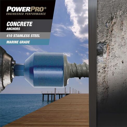 مثبتات لولبية خرسانية من Power Pro #410 غسالة سداسية مقاومة للصدأ (3/16 بوصة × 2-1/4 بوصة) 100 قطعة in Kuwait
